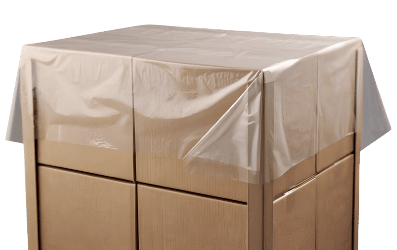 Coiffe PEHD pour protection de cartons sur palette