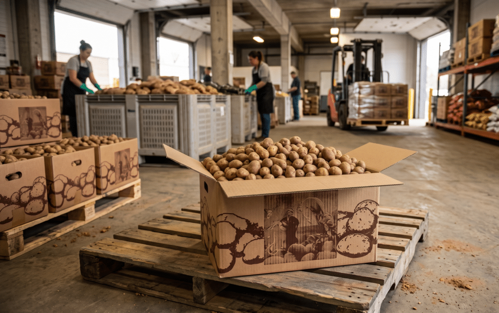 Caisse passe-partout  contenant 12,5 kg de pommes de terre pour maraichers