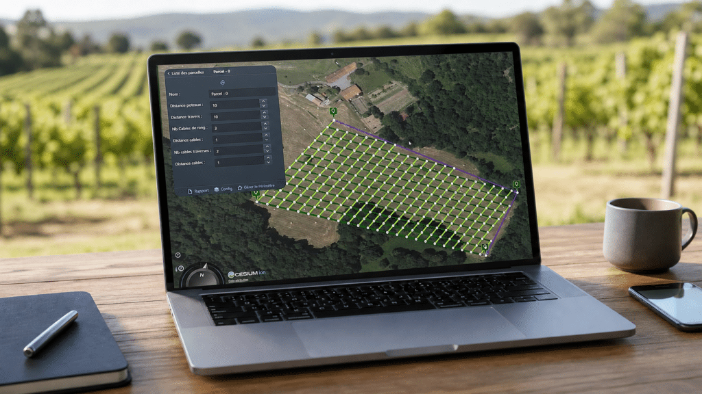 Visualisation d'un projet d'installation de filet de protection anti-grêle pour les vignobles avec Filpack 3D