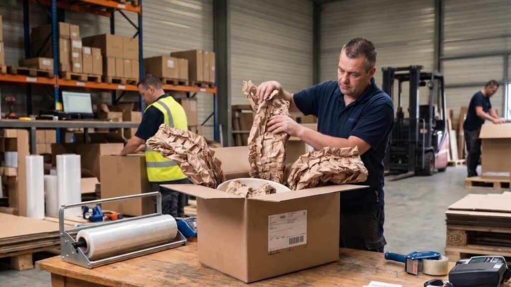 Le papier froissé est une solution de calage des colis est recyclable et réutilisable